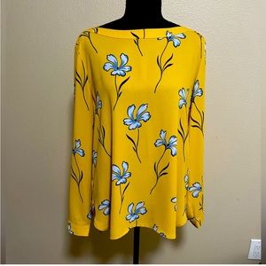 LOFT yellow/rich mustard long sleeve flowy blouse